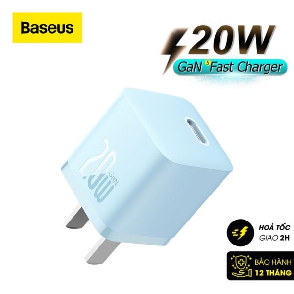 Củ Sạc Nhanh Cho IP 20W Baseus GaN5 Fast Charger 1C (PD/QC Multi Quick Charge Support Smart Protect)
