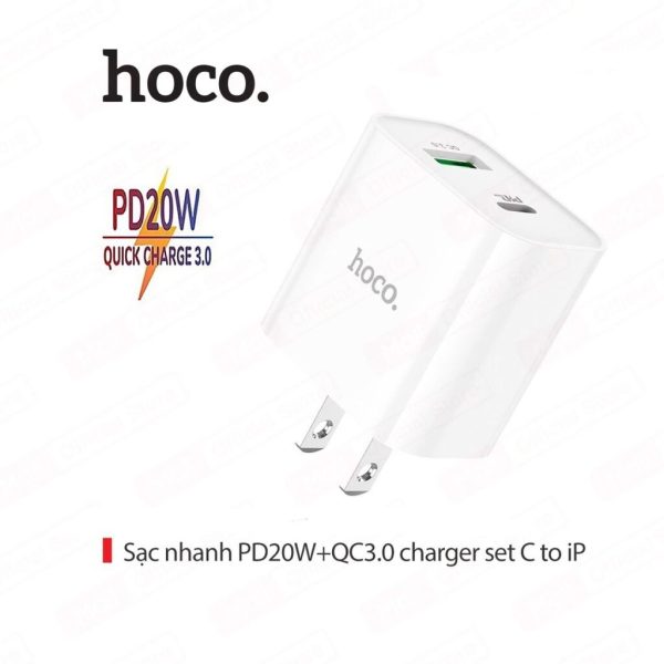 Củ sạc nhanh QC3.0 PD20W ổn định dòng điện, chống cháy nổ hoco C80