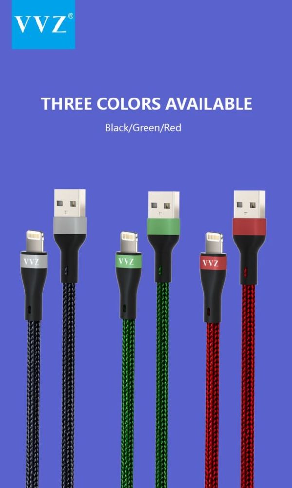 Dây Cáp Sạc Dù 1 mét Chân Lightning, Type C, Micro chính hãng VVZ.