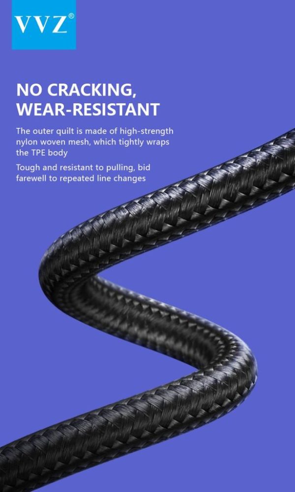 Dây Cáp Sạc Dù 1 mét Chân Lightning, Type C, Micro chính hãng VVZ.