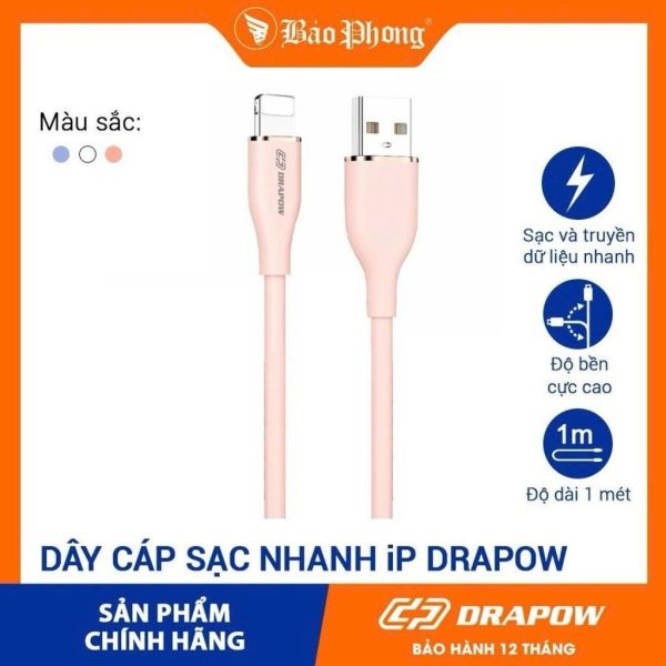 Dây cáp sạc iPhone Drapow CS01 , Chân A to L , chất liệu cao su non