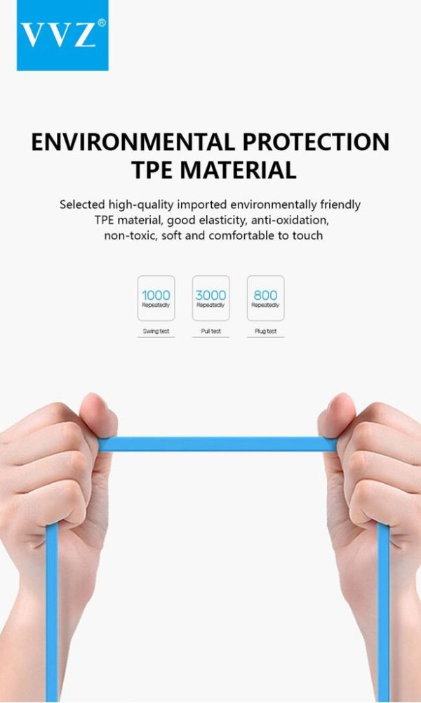 Dây Cáp Sạc Lightning, Micro, Type C chính hãng VVZ Dây Cao Su Model: L3