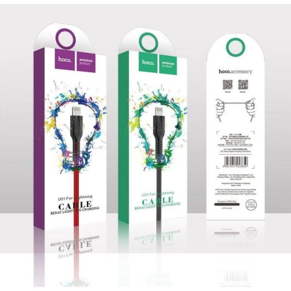Dây cáp sạc nhanh 2.4A, truyền tải dữ liệu, dây dù chống gãy đứt, hàng chính hãng Hoco U31 Dây cáp sạc nhanh 2.4A, truyền tải dữ liệu, dây dù chống gãy đứt, hàng chính hãng Hoco U31
