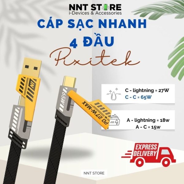 Dây Cáp Sạc Nhanh Đa Năng 4 Trong 1 Sạc Siêu Nhanh 65w và 27w PD