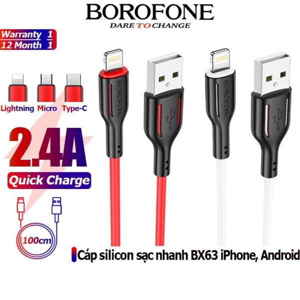 Dây Sạc Silicon cao cấp borofone BX63 lightning