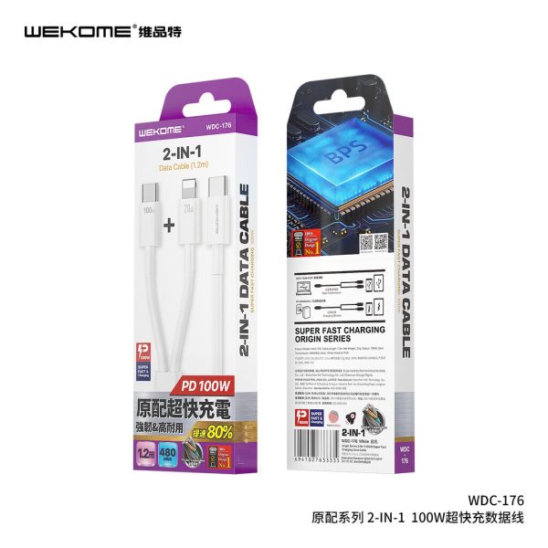 Cáp Sạc Nhanh WEKOME WDC-176 2IN1 PD 100W
