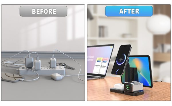 Dock sạc 34in 1 sạc không dây Magsafe cho iphone,android, tai nghe không dây, airpod, apple watch