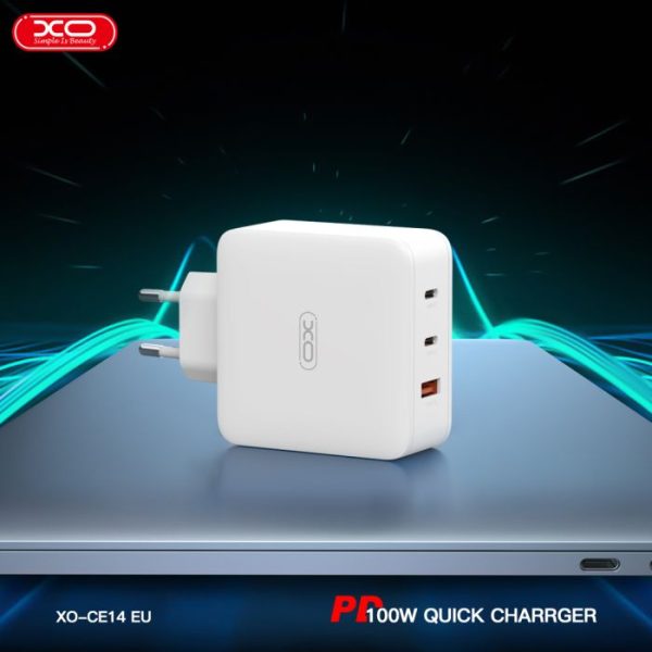 Củ Sạc Nhanh 100W Công Nghệ GAN XO CE14 ( 2 USB - C 100W - 1 USB-A 18W )
