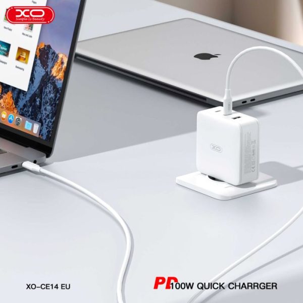Củ Sạc Nhanh 100W Công Nghệ GAN XO CE14 ( 2 USB - C 100W - 1 USB-A 18W )