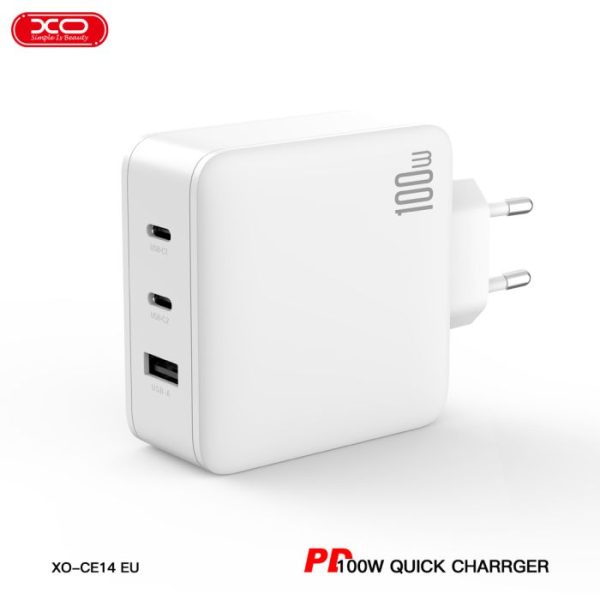 Củ Sạc Nhanh 100W Công Nghệ GAN XO CE14 ( 2 USB - C 100W - 1 USB-A 18W )
