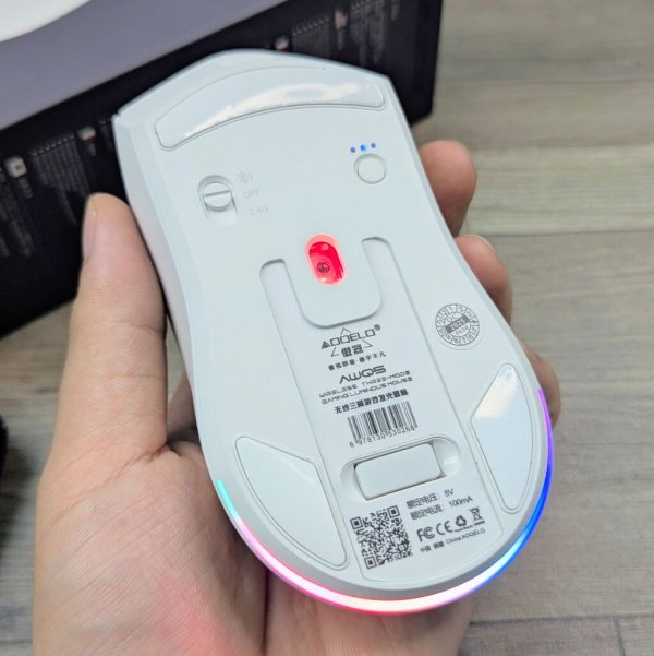 Chuột không dây AOQELO AWQ5, 3 chế độ kết nối, Led RGB