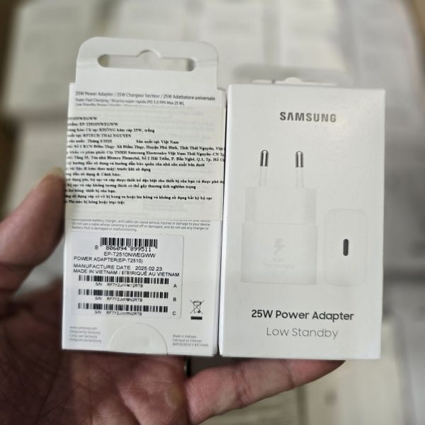 Củ sạc nhanh Samsung 25W Model mới T2510 NEW Nguyên Siu, Chính hãng, Sạc cho cả Iphone PD, GaN