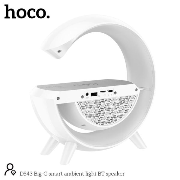 Loa bluetooth chữ G tích hợp đèn ngủ cùng sạc không dây tiện lợi và thông minh nghe nhạc hoco DS43 Loa bluetooth chữ G tích hợp đèn ngủ cùng sạc không dây tiện lợi và thông minh nghe nhạc hoco DS43