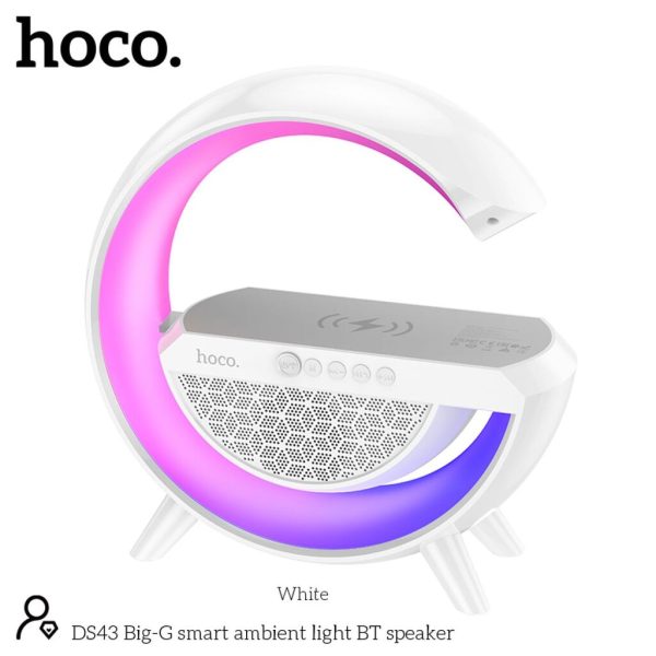 Loa bluetooth chữ G tích hợp đèn ngủ cùng sạc không dây tiện lợi và thông minh nghe nhạc hoco DS43 Loa bluetooth chữ G tích hợp đèn ngủ cùng sạc không dây tiện lợi và thông minh nghe nhạc hoco DS43