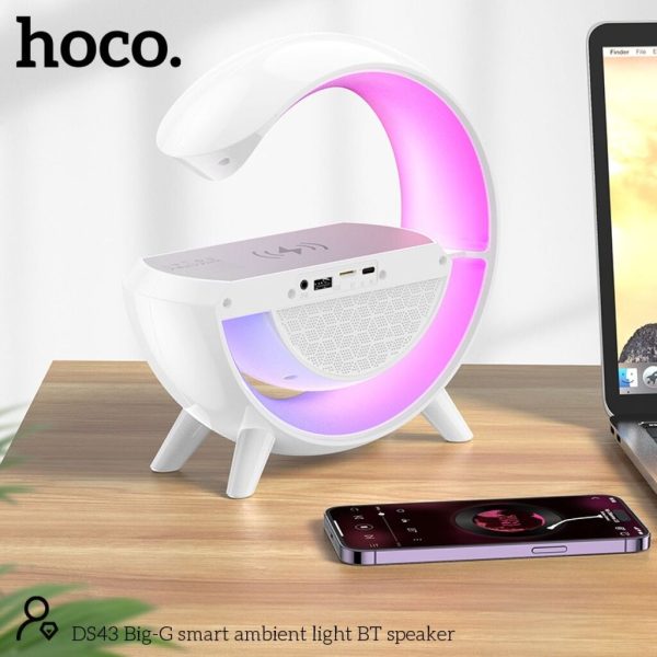 Loa bluetooth chữ G tích hợp đèn ngủ cùng sạc không dây tiện lợi và thông minh nghe nhạc hoco DS43 Loa bluetooth chữ G tích hợp đèn ngủ cùng sạc không dây tiện lợi và thông minh nghe nhạc hoco DS43