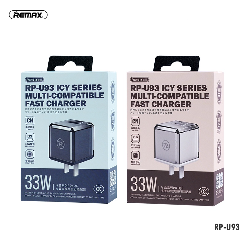 Củ sạc nhanh REMAX RP-U93 CN GaN 33W PD+QC USB+Type C