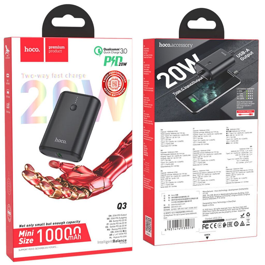 Sạc Dự Phòng cao cấp Hoco Q3 10000mAh New Hỗ Trợ Sạc Nhanh 20W