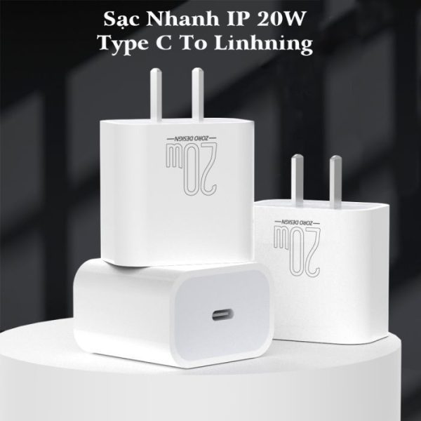 Sạc nhanh 20w IPhone, củ sạc nhanh 20w IP chuẩn PD 3.0 cho các dòng điện thoại từ 8 đến 14