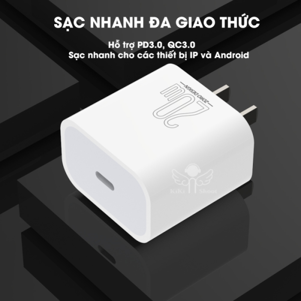 Sạc nhanh 20w IPhone, củ sạc nhanh 20w IP chuẩn PD 3.0 cho các dòng điện thoại từ 8 đến 14