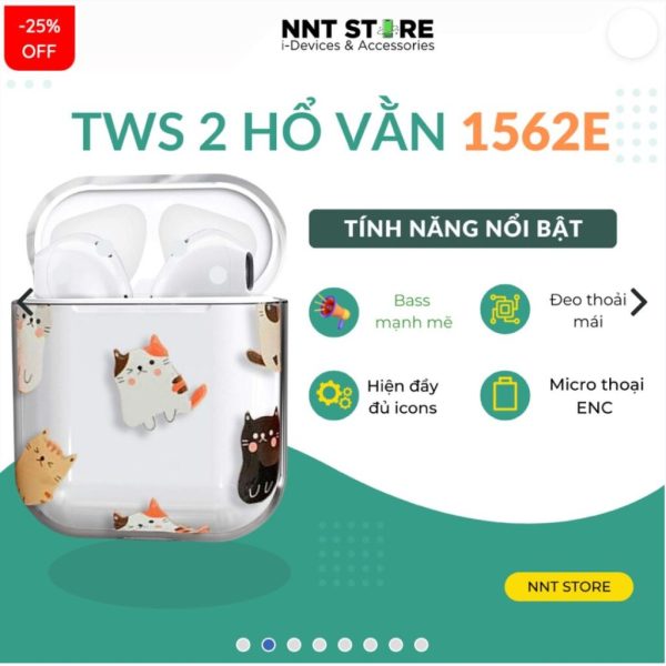 Tai Nghe Airpods 2 Hổ Vằn 1562E Hàng Chuẩn Loại 1