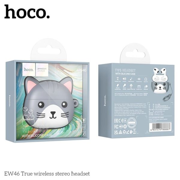 Tai Nghe Bluetooth Hoco EW46, Kèm Vỏ Bọc Bảo Vệ Tai Kute, Chống Trầy Xước, Bám Mồ Hô, Micro Đàm Thoạ