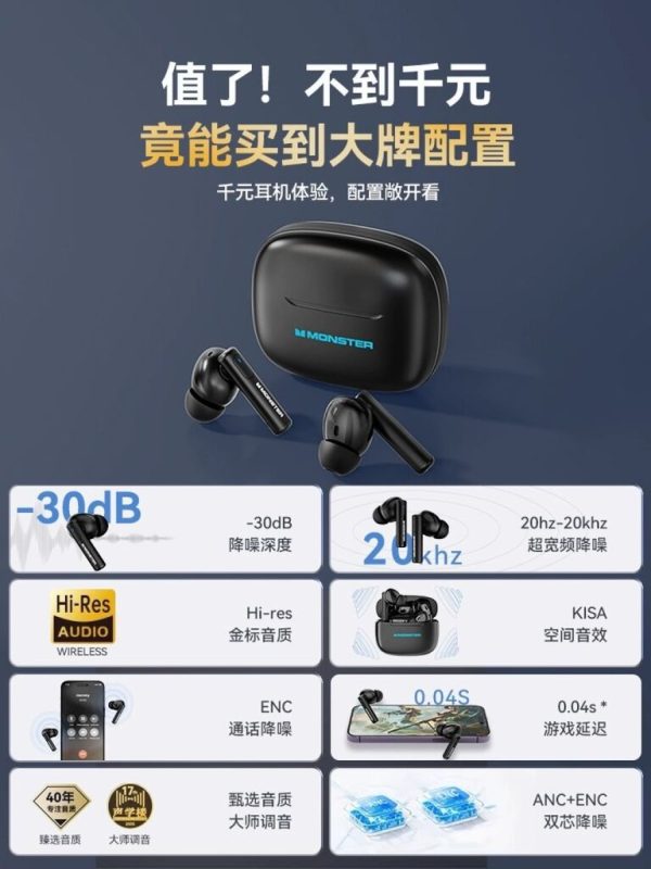 Tai Nghe Bluetooth Monster XKT26 Âm Thanh Nổi Cuộc Gọi HD - Chống ồn ANC 35DB