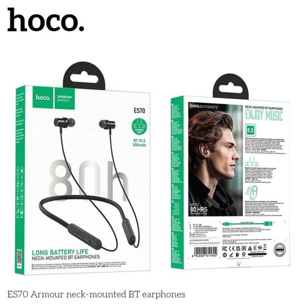 ￼Tai Nghe Bluetooth Thể Thao Hoco ES70 Nghe Nhạc 80h. Tai Nghe Kiểu Dáng Thể Thao, Quàng Cổ