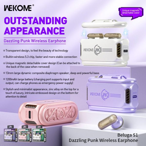 Tai Nghe Bluetooth WK Outstanding Appearance Beluga S1 Wireless Earphone Tai Nghe Bluetooth WK Outstanding Appearance Beluga S1 Wireless Earphone