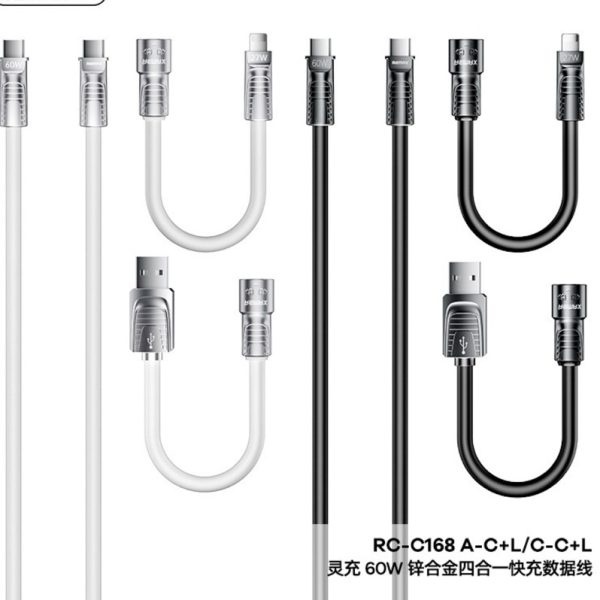 Cáp sạc nhanh Lyncharge Series 60W 4-in-1 Zinc Alloy RC-C168 A-C+L/C-C+L