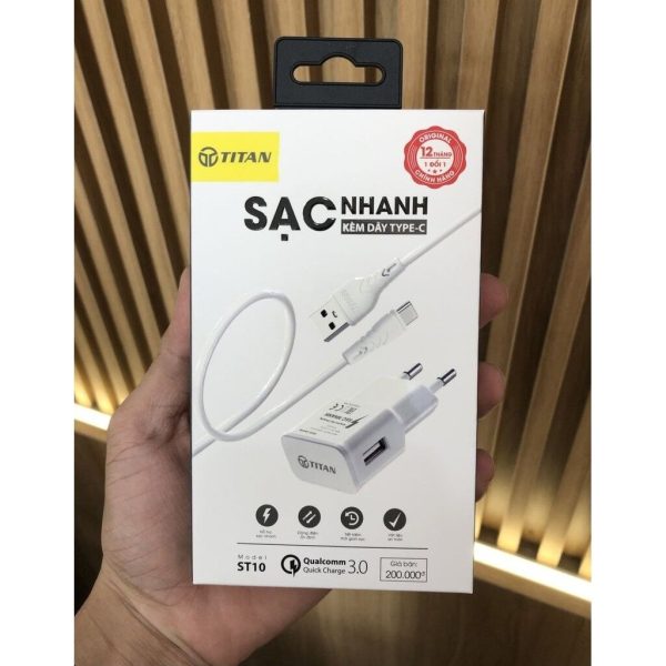 Combo sạc nhanh kèm cáp Type-C - Titan ST10