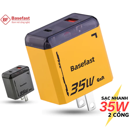 Củ sạc nhanh 35W Basefast Cốc sạc 2 cổng chống quá tải nhiệt cho iP samsung xiaomi máy tính bảng ...