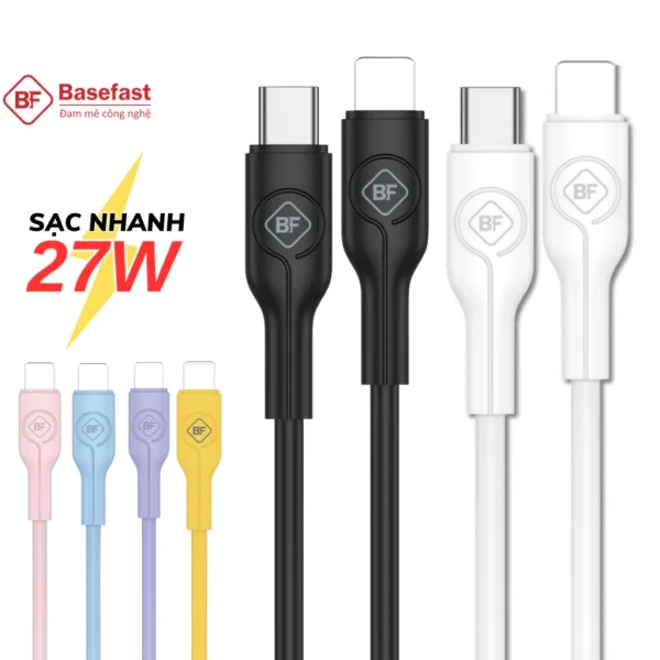 Dây sạc nhanh CS56-20W Basefast Cáp sạc 27W cao su non chống quá tải nhiệt cho Phone 11 12 13 14 pro