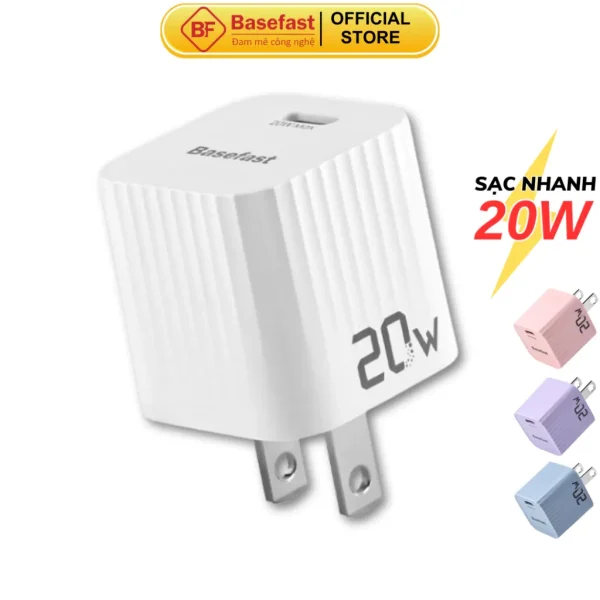 Củ sạc nhanh 20W Basefast cốc sạc type C nhỏ gọn chống quá tải nhiệt cho Xs max 11 12 13 14promax