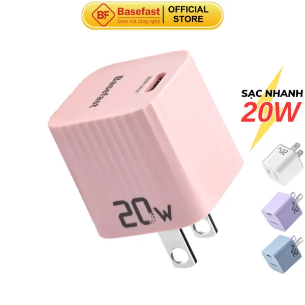 Củ sạc nhanh 20W Basefast cốc sạc type C nhỏ gọn chống quá tải nhiệt cho Xs max 11 12 13 14promax