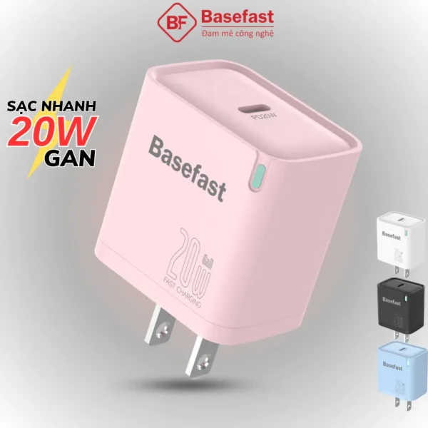 Củ sạc nhanh 20W Basefast-B26 cốc sạc type C công nghệ chống quá tải nhiệt dùng cho ip samsung oppo
