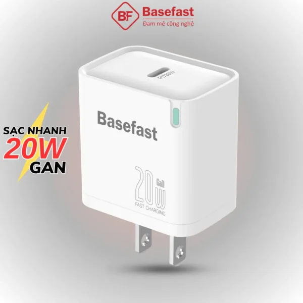 Củ sạc nhanh 20W Basefast-B26 cốc sạc type C công nghệ chống quá tải nhiệt dùng cho ip samsung oppo Củ sạc nhanh 20W Basefast-B26 cốc sạc type C công nghệ chống quá tải nhiệt dùng cho ip samsung oppo