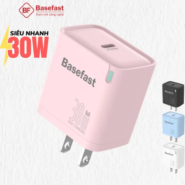 Củ sạc nhanh 30W Basefast cốc sạc công nghệ Gan chống quá tải nhiệt cho ip 15 16 samsung oppo xiaomi