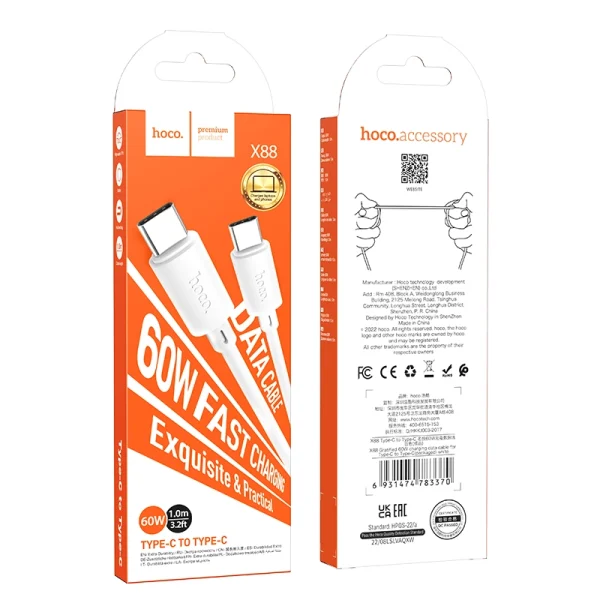 Cáp sạc nhanh HOCO x88 USB C to type C, iPhone