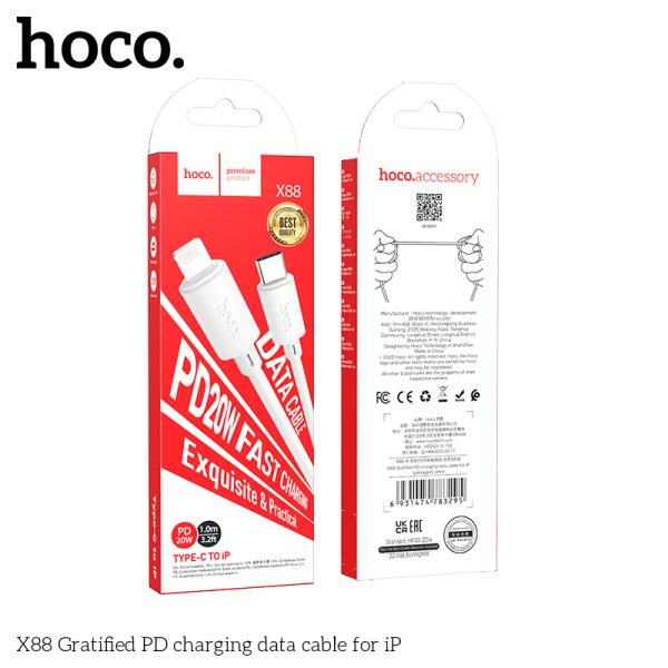 Cáp sạc nhanh HOCO x88 USB C to type C, iPhone