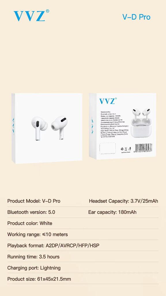 Tai nghe Airpods pro Gen 2 chính hãng VVZ, Model V - D Pro