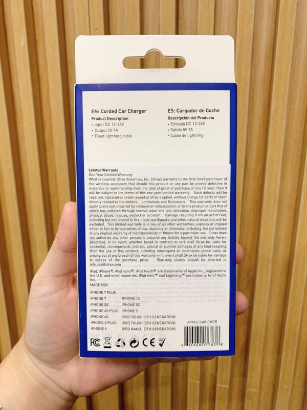 Tẩu sạc ô tô liền cáp iPhone AVO - C48 có chứng chỉ MFI