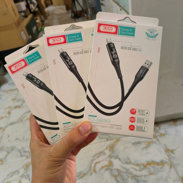 (Mua 10 tặng 1 củ XO-L7) Cáp Sạc Nhanh 2.4A Micro USB 1M Hiển Thị Led Kỹ Thuật Số XO NB162