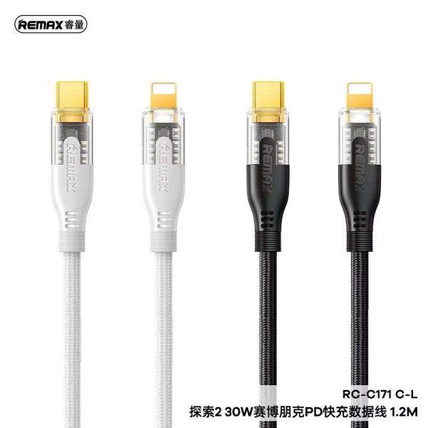 Cáp sạc nhanh 30W bọc dù chống rối Type-C to L Remax RC-C171