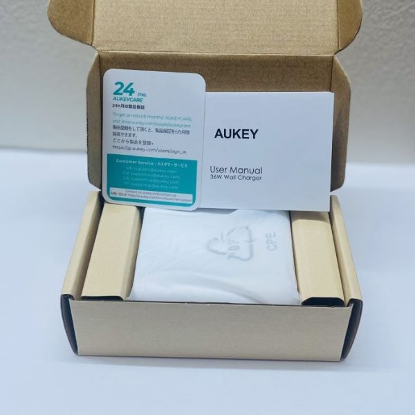 Củ sạc nhanh 36W Sạc Aukey PA-D2 , 2 cổng USB-C- chân dẹt gập sạc nhanh iPhone 15 & Macbook