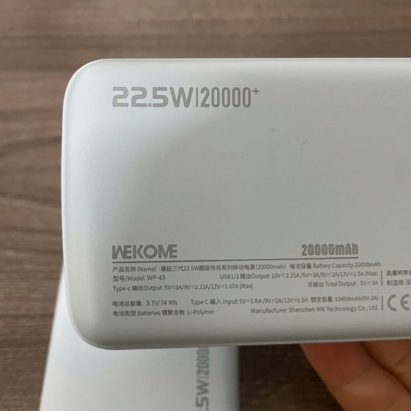 Pin Dự Phòng 10.000mah - 20.000mAh WEKOME WP-59 Sạc Nhanh 22.5W (ko hộp)