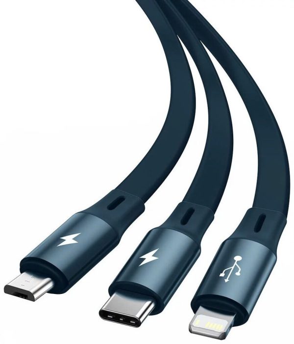 (10 tặng 1) Cáp sạc dây rút 3 đầu Baseus Bright Mirror 3 in 1 Type C Micro USB Lightning 3.5A 1.2m