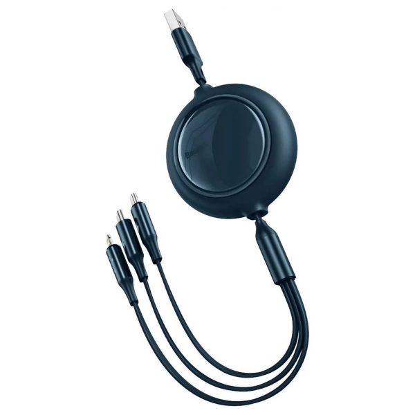 (10 tặng 1) Cáp sạc dây rút 3 đầu Baseus Bright Mirror 3 in 1 Type C Micro USB Lightning 3.5A 1.2m