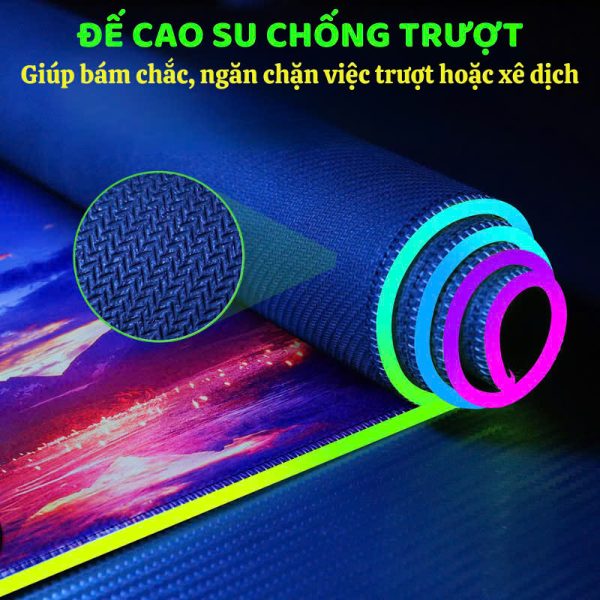 TẤM LÓT CHUỘT CỠ LỚN 80X30CM LED RGB CAO CẤP TÍCH HỢP SẠC KHÔNG DÂY 15W (Giao hình ngẫu nhiên)
