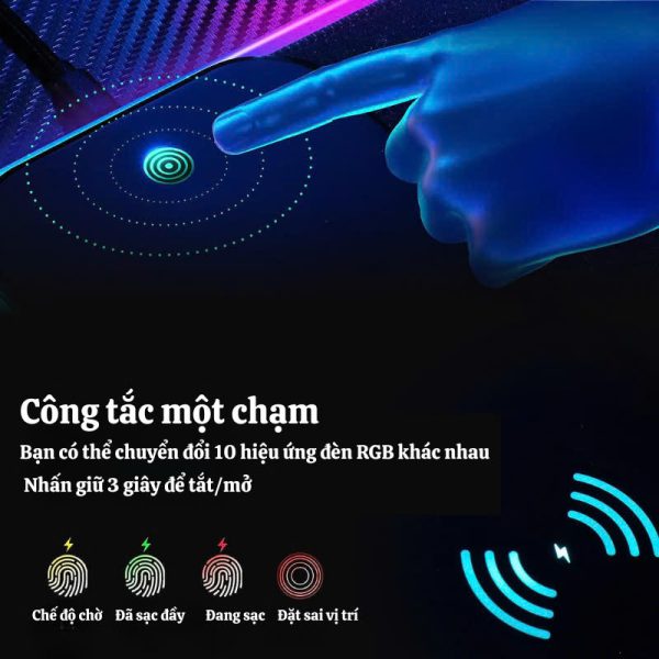 TẤM LÓT CHUỘT CỠ LỚN 80X30CM LED RGB CAO CẤP TÍCH HỢP SẠC KHÔNG DÂY 15W (Giao hình ngẫu nhiên)