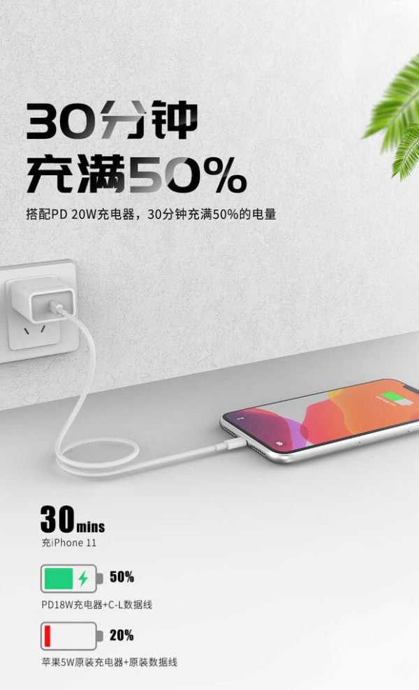 Cáp sạc nhanh PD 27w C to L hãng BXE, Model: PD27w Cable